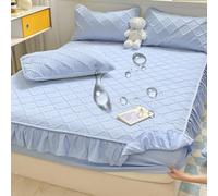 Mattress Protector Thick and Warm Fitted Sheet with Elastic Bands Bed Skirt Pink Mattress Covers, Blue,S,King 220x200x30cm