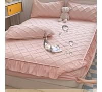 Mattress Protector Thick and Warm Fitted Sheet with Elastic Bands Bed Skirt Pink Mattress Covers,light pink,S,King 220x200x30cm