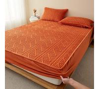 Mattress Protector, Velvet Mattress Pad with Deep Pocket Fitted Up to 6"-18", Soft & Breathable Bed Mattress Cover Mattress Topper for Home, Dorm Room, Bedroom, Hotel (Color : Orange, Size : Califor