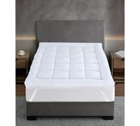 MATTRESS TOPPER - 10 CM Thick Extra Deep - Soft Microfiber - 4 Inch Thick Comfy Foldable and Portable, Noiseless Toppers for Bed - Corner Elastic Straps Fits Up to 40 CM (10CM/4Inch - King)