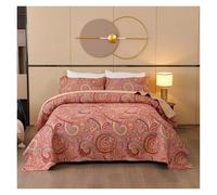 Mattress Topper Breathable 3pcs Cotton Bedspread On The Bed Cover Double Bedspreads And Coverlets Printed Blankets For Bed Couple Bed Quilt Mattress Topper(Red)