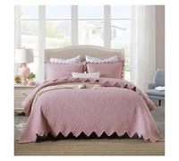 Mattress Topper Breathable 3PCS Cotton Bedspread On The Bed Linen Summer Blanket Quilt Set Mattress Topper Double Bedspreads And Coverlets(Pink)