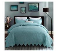 Mattress Topper Breathable 3PCS Cotton Bedspread On The Bed Linen Summer Blanket Quilt Set Mattress Topper Double Bedspreads And Coverlets(Blue)