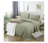 Mattress Topper Breathable Cotton Bedspread On The Bed Soft Bed Cover Couple Quilt Set Quilting Double Bed Blanket Bedspreads And Coverlets(Light green,3pcs 270x234cm)