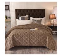 Mattress Topper Breathable Thick Velvet Bed Cover Quilted Bedspread On The Bed Plaid Summer Quilt Blanket Double Bedspreads And Coverlets(Light coffee,1pcs 240x260cm)
