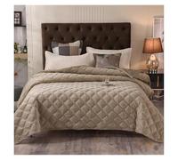 Mattress Topper Breathable Thick Velvet Bed Cover Quilted Bedspread On The Bed Plaid Summer Quilt Blanket Double Bedspreads And Coverlets(Khaki,1pcs 220x240cm)