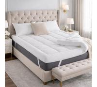 Mattress Topper Double Bed - Extra Thick 2 Inches / 5cm Bounce Back with Elasticated Corner Straps Soft and Breathable, Hypoallergenic Comfy Bed Mattresses Toppers (King)