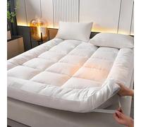 Mattress Topper Double Bed - Extra Thick 4 Inches / 10cm Bounce Back with Elasticated Corner Straps Ultra Soft and Breathable, Hypoallergenic Comfy Bed Mattress Toppers (Double)