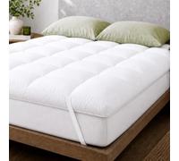 Mattress Topper Euro Double Bed | +10cm Fluffy Fill, Euro Size 140×200cm | Mattress Enhancement, Machine Washable with Secure Grip Elasticated Straps, Breathable Fabric, Fluffy Soft Fill
