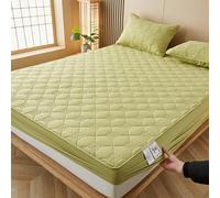 Mattress Topper Height: 25CM Quilted Waterproof Cotton Fitted Mattress Bed Cover Sheet&2 Pillowcase Single/Double Elastic Mattress Protector