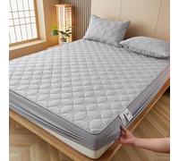 Mattress Topper Height: 25CM Quilted Waterproof Cotton Fitted Mattress Bed Cover Sheet&2 Pillowcase Single/Double Elastic Mattress Protector