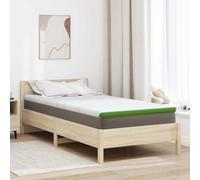 Mattress Topper Jacquard Fabric White and Green 90 x 200 cm Memory Foam Topper with Breathable Padding for Improved Lying Comfort and Hygienic Protection in the Bedroom