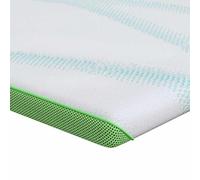 Mattress Topper Jacquard Fabric White Green 160 x 200 cm PU Foam Topper with Edge Support Breathable Washable for Bedroom Guest Bed and Cot Increases Lying Comfort and
