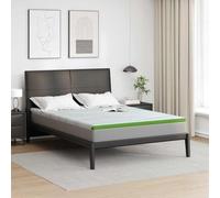 Mattress Topper Jacquard Fabric White Green 180 x 200 cm Foam Topper with Breathable Padding for Pressure-Relieving Lying Comfort and Hygienic Mattress Protector in the Bedroom
