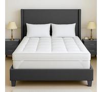 Mattress Topper king Bed 8 cm Thick 1200 GSM - Quilted Luxury Hotel Microfibre Topper 150 x 200 cm |Extra Deep, Hypoallergenic, Breathable | Secure Anti-Slip Corner Straps | All UK Sizes