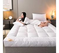 Mattress Topper Single Bed - 1200GSM Filling 10cm Extra Thick Soft & Bouncy Mattresses Toppers With Strong Elastic Straps Mattress Pad Bed Covers for Firm Grip (Single)