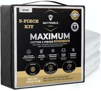 MATTSHIELD Maximum 3-Piece Kit - Waterproof Organic Cotton Terry Mattress Protector King + 2 Pillow Protectors (Queen) - Fitted with Stretchable Pockets - Skin-Friendly, Breathable Mattress Cover