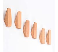 Matty-LZ Set of 6 Vintage Wooden Hooks Wooden Hooks Load Capacity 5 kg Wall Hooks Bathrobe Hooks Hat Hooks Clothes Hooks Multi-Purpose Hooks Key Hooks (C Wood Colour - Set of 6)