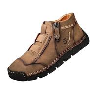 Matufit Shoes for Men, Men's Genuine Leather Waterproof 2025 New Slip on Orthopedic Arch Support Walking Shoes Non-Slip Fashionable Orthopedic Shoes (Khaki,6.5)