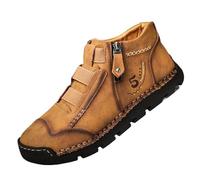 Matufit Shoes for Men, Men's Genuine Leather Waterproof 2025 New Slip on Orthopedic Arch Support Walking Shoes Non-Slip Fashionable Orthopedic Shoes (Brown,12)