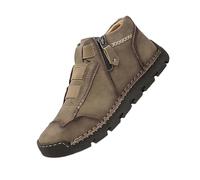 Matufit Shoes for Men, Waterproof Non Slip Lightweight Casual Side Zip Slip-On Matufit Orthopedic Shoes for Men (Khaki,8)