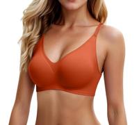 Mature Comfortable Seamless Women's Bra Wireless Soft Hold Everyday T-Shirt Bra Smooth Underwear Lingerie My Cart View, orange, L