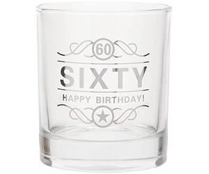 Maturi 60th Birthday Spirit Glass 'Sixty Happy Birthday!', 350ml, Gift Boxed
