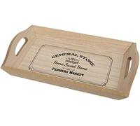 Maturi General Store Wooden Serving Tray with Handles, Brown