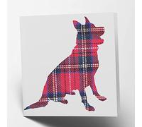 Maturi German Shepherd Tartan Greetings Card - Blank Inside, 15.5 x 15.5 cm Square