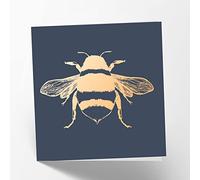 Maturi Gold Foil Bee on Navy Blue Blank Birthday Greetings Card, 15.5 x 15.5 cm