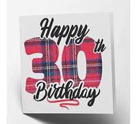 Maturi Happy 30th Birthday Tartan Greetings Card - Blank Inside, 15.5 x 15.5 cm Square