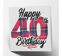 Maturi Happy 40th Birthday Tartan Greetings Card - Blank Inside, 15.5 x 15.5 cm Square