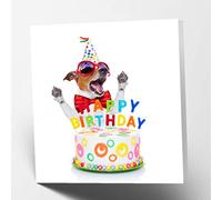 Maturi Happy Birthday Dog Blank Greetings Card, 15.5 x 15.5 cm