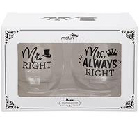 Maturi Set of Two Mr Right and Mrs Always Right Stemless Wine Glasses