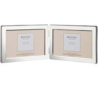 Maturi Silver Plated Double Photo Frame - Flat Edge Landscape, 4 x 6-inch (10 x 15cm)