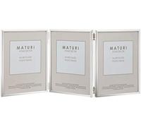 Maturi Silver Plated Triple Photo Frame - Thin Edge Portrait, 4 x 6-inch (10 x 15cm)
