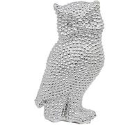 Maturi Silver Raised Ridge Owl Ornament - 7-Inch / 18cm