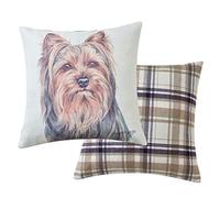 Maturi Yorkshire Terrier Filled Dog Cushion-43 x 43cm / 17 x 17-inch, Multi-Coloured, 43 x 43cm
