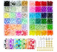 MATVHRUI 1100Pcs Glass Beads for Bracelet Making, 46 Colors 8mm Crystal Gemstone Imitative Jade Bead for Jewelry Making, Coloured Beads for Bracelet Necklace Earrings DIY Crafts