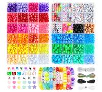 MATVHRUI 1200+ Pcs Pony Beads for Bracelet Making with 208 Letter Beads