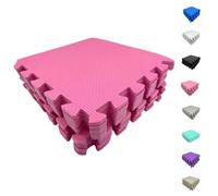 Matvize EVA Foam Baby Play Mat (12 Pack) 29×29cm - 8mm Thick Interlocking Floor Tiles, Soft Non-Slip Foam Mats for Kids, Nursery, Playroom & Home Gym Protective Flooring (Pink, 84 Pack)