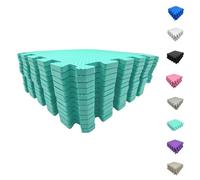 Matvize EVA Foam Baby Play Mat (12 Pack) 29×29cm - 8mm Thick Interlocking Floor Tiles, Soft Non-Slip Foam Mats for Kids, Nursery, Playroom & Home Gym Protective Flooring (Turquoise, 60 Pack)