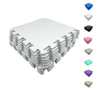 Matvize EVA Foam Baby Play Mat (12 Pack) 29×29cm - 8mm Thick Interlocking Floor Tiles, Soft Non-Slip Foam Mats for Kids, Nursery, Playroom & Home Gym Protective Flooring (White, 72 Pack)