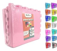 MATVIZE Eva Foam Baby Play Mat - 12Pcs (29x29cm) 8mm Thick Soft Baby Pink Interlocking Floor Tiles, Waterproof, Non-Slip, Safe & Comfortable Matting for Kids, Child’s play (Baby Pink, 12 Pack)