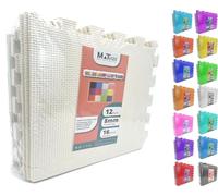 MATVIZE Eva Foam Baby Play Mat - 12Pcs (29x29cm) 8mm Thick Soft Beige Interlocking Floor Tiles, Waterproof, Non-Slip, Safe & Comfortable Matting for Kids, Child’s play (Beige, 12 Pack)