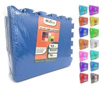 MATVIZE Eva Foam Baby Play Mat - 12Pcs (29x29cm) 8mm Thick Soft Blue Interlocking Floor Tiles, Waterproof, Non-Slip, Safe & Comfortable Matting for Kids, Child’s play (Blue, 12 Pack)