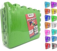 MaTvize Eva Foam Baby Play Mat - 12Pcs (29x29cm) 8mm Thick Soft Green Interlocking Floor Tiles, Waterproof, Non-Slip, Safe & Comfortable Matting for Kids, Child’s play (Green, 12 Pack)