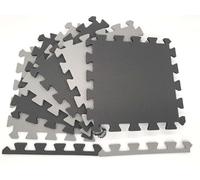 MaTvize Eva Foam Baby Play Mat - 12Pcs (29x29cm) 8mm Thick Soft Grey & Black Interlocking Floor Tiles, Waterproof, Non-Slip, Safe & Comfortable Matting for Kids Child (Grey+Black, 12 Pack)