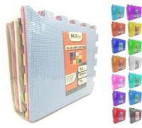 MATVIZE Eva Foam Baby Play Mat - 12Pcs (29x29cm) 8mm Thick Soft Multicolour Interlocking Floor Tiles, Waterproof, Non-Slip, Safe & Comfortable Matting for Kids, Child’s play (Multicolour, 12 Pack)