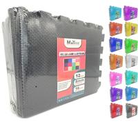 MATVIZE Eva Foam Baby Play Mat - 12Pcs (29x29cm) 8mm Thick Soft Multicolour Interlocking Floor Tiles, Waterproof, Non-Slip, Safe & Comfortable Matting for Kids, Child’s play (Black, 12 Pack)